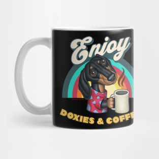 funny cute coffee drinker with  Doxies Dachshund Coffee mom and dad gift Mug